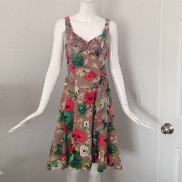 Nanette lepore floral print ruffle fit flare blooming dress - Picture 2 of 4